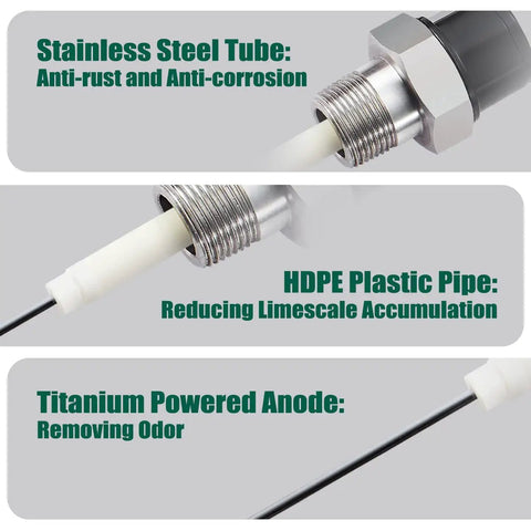 Powered Anode Rod For Water Heaters Kicks Rotten Egg Smell And Sulfur Odor In 40 To 120 Gallon Tanks stainless steel titanium design