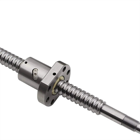 Close-up of 650mm SFU1605 CNC Ball Screw Assembly with Ballnut, BK12 BF12 Supports & Coupler, emphasizing 16mm diameter, shiny surface