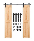 6FT Heavy Duty Double Door Sliding Barn Door Hardware Kit with carbon steel track and smooth nylon rollers for 18 inch door panels