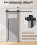 6FT Sliding Barn Door Hardware Kit for Single Doors up to 36 Inch, heavy duty carbon steel track, door installation view