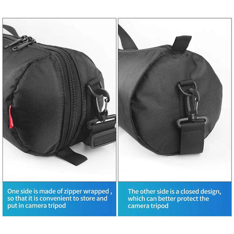 Heavy Duty Tripod Carry Case With All Around Thick Padding Locks Your Gear In Tight Up To 39 Inches Portable Shock Absorbing Hauling Sack with zipper side and closed design shown.