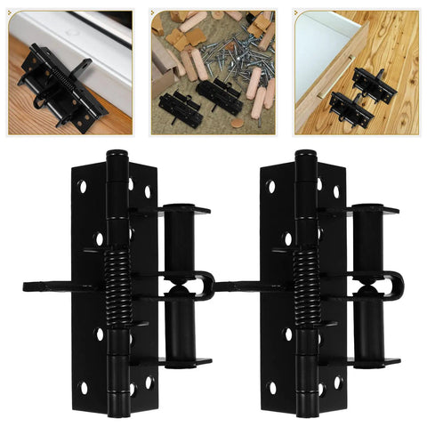 2 Pack Self Closing Door Closer Hinges With 90 Degree Rotation Adjustable Tension Zinc Alloy Spring Hinges in black finish