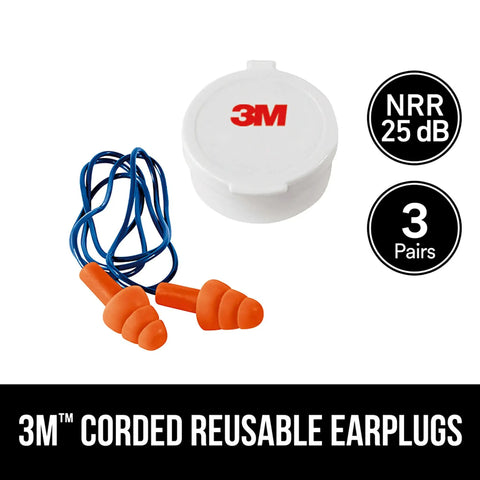 Reusable Corded Earplugs Bring You Rock Solid 25 Decibel Noise Reduction, Slick Tri Flange Fit For All Day Grinding, Washable Sound Blocking Hearing Protection For Worksites And Backyard Shindigs, Orange with case.