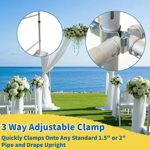 Two Pack Adjustable Pipe And Drape Clamps For 1.5 To 2 Inch Brackets Backdrop Stand in wedding setup