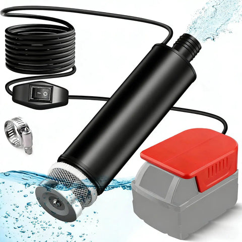Ftvogue 500 GPH Electric Submersible Water Transfer Pump For Pools And Basements with power switch and hose.