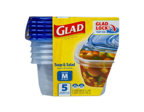 Medium 24 Oz Rectangular Food Storage Containers With Lids BPA Free Plastic Leak Resistant Lids Microwave Safe Dishwasher Safe Freezer Safe Perfect For Soups Salads Meal Prep And Leftovers 5 Count packaging