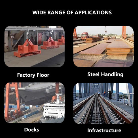 Heavy Duty Fully Automated Industrial Permanent Magnet Crane Alloy Steel Overhead Hoist Lifter For Iron Plates And Scrap Metal in factory, docks, steel handling, and infrastructure use.