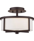Transitional Two Light Ceiling Mount Light Fixture in Bronze Dark Finish From Wesley Collection with steel construction