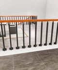 Rock Solid Heavy Duty Wrought Iron Side Mount Deck Spindle Railing Post 85Cm Black Rust Proof 6 Pack All Weather outdoor balcony railing view.