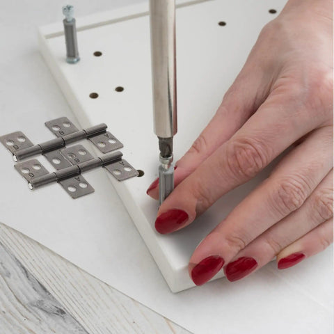 Heavy Duty Stainless Steel Door Hinges 2 Pack With 360 Degree Damping Pivot in installation on white surface