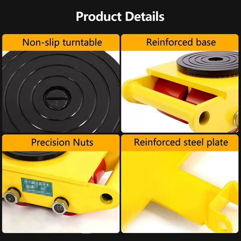 Heavy Duty Machinery Moving Skate Dolly With 360 Degree Swivel And Non Slip Pads, 13200 Lb Capacity, product details