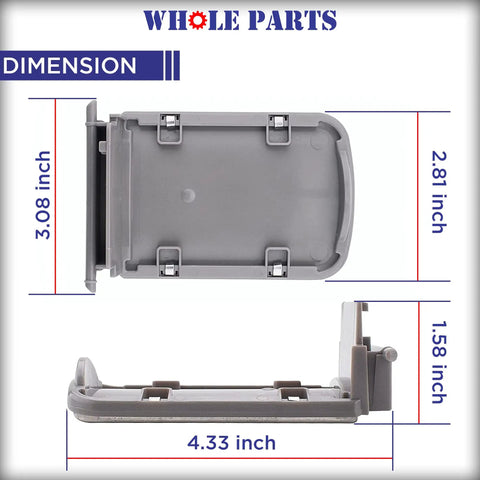 Dispenser Lever Assembly For Refrigerator Replacement DA97 11867A dimensions showing 4.33x3.08 inches exact fit design