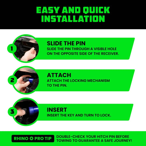 Installation steps for 2 Inch Trailer Hitch Pin With Patented Locking Receiver For Class III And IV Hitches Weatherproof