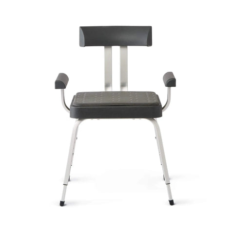 Momentum Shower Chair For Adults, Premium Non Slip Bath Seat With Adjustable Height, Armrests, Curved Backrest, Cushioned Seat, Gray