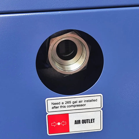 Air outlet view of Heavy Duty 50 HP Rotary Screw Air Compressor Pump With Massive 219 CFM Flow Rate And 125 PSI Max Pressure.