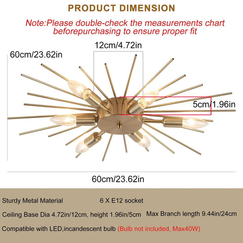 Dimensions of Modern Firework Chandelier With 12 Chrome Pendant Lights For Dining Room Living Room Restaurant And Bedroom Dope 29.5 Inch Diameter Aluminum Ceiling Light Fixture E12 Base