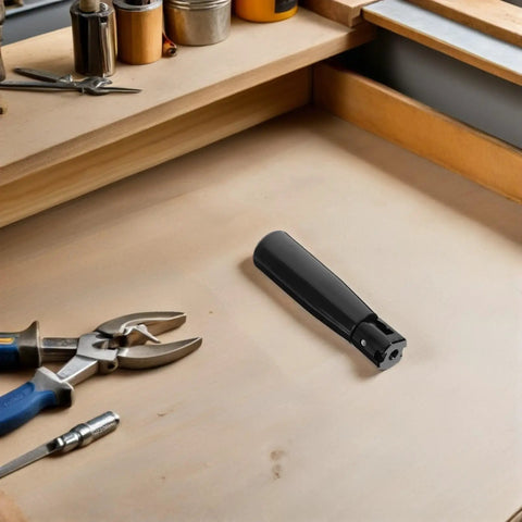 Folding Revolving Handwheel Crank Handle For Lathe And Milling Machines Featuring Kickass Ergonomic Grip With Ridiculously Smooth Rotation And No Sweat Portability Setup on a workbench.