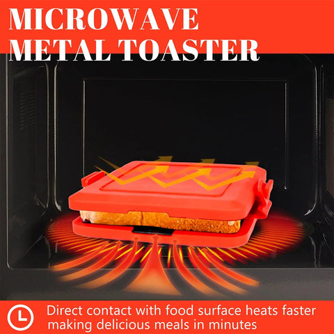 Three In One Microwave Toastie Sandwich Maker With Panini Press, Dishwasher Safe, No Electricity Needed, Fast Grilling, Red