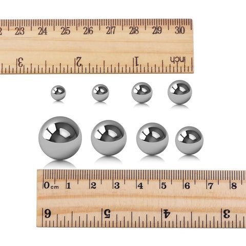 DIY Coin Ring Making Balls Set For Monkey Fist Projects Stainless steel balls with ruler showing size assortment