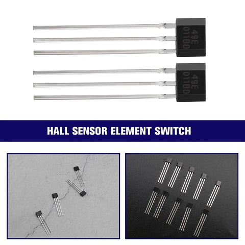 49E OH49E S49E SS49E Linear Hall Effect Sensor TO92 3 Terminal Magnetic Detector, front and angled view.