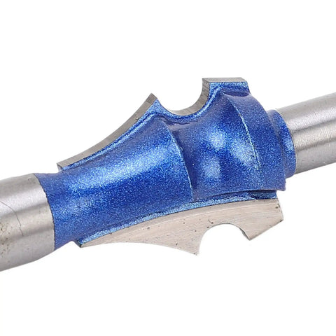 Top Notch 1/4 Inch Shank Router Bit Made From Tough Tungsten Steel Alloy close-up view showing cutting edge details.