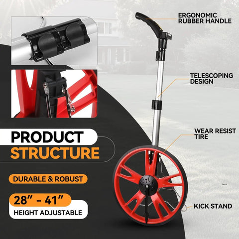 Digital Measuring Wheel With Three Section Foldable Frame And Bright LED Display for accurate distance measuring with ergonomic handle.