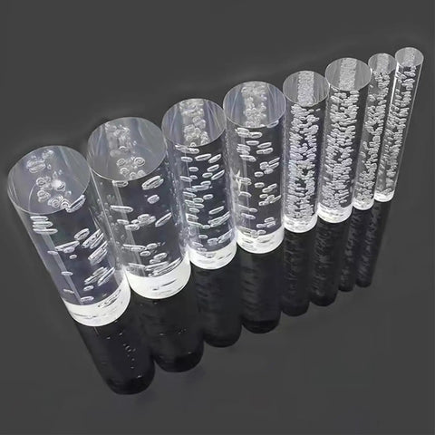 Sleek Clear Acrylic Handrail Kit For Indoor Stairs And Hallways Featuring Beefy Stainless Steel Brackets Non Slip Grip Solid Safety Grab Bar Tailored Lengths From Three To Twenty Feet Snazzy Crystal Look Dead Simple Setup displayed with multiple clear tubes.