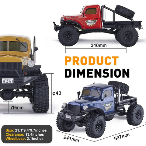 Atlas S One Tenth RC Crawler Four By Four Beast Off Road Rock Truck dimensions and design details