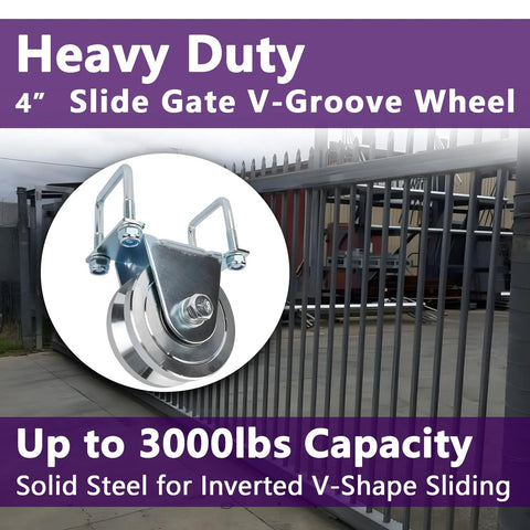 Heavy duty V-groove gate wheel for 3000 lbs sliding gates