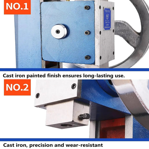Heavy Duty Manual Arbor Press Featuring Precision Handwheel And Cast Iron Core with painted finish for durability.