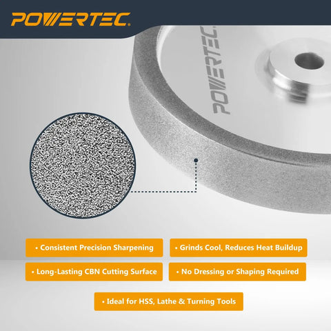 Close-up of Knockout Performance 6 Inch CBN Grinding Wheel 180 Grit for Bench Grinder highlighting surface texture and effectiveness.