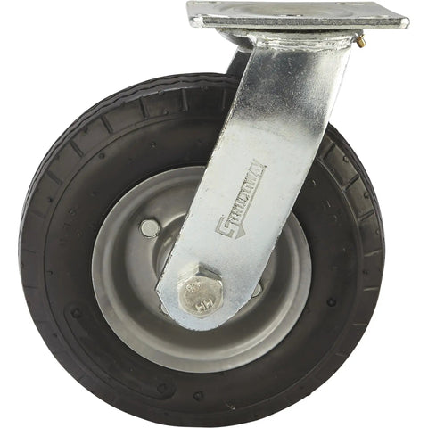 Badass 8 Inch Swivel Caster Wheel With Flat Free Rubber Foam Core And Deep Sawtooth Tread for heavy utility gear.