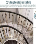 Heavy Duty Cuttable Aluminum Balusters Featuring Adjustable Angles And Tough Base Plates Decorative Oval Stair Spindles For Deck Balcony Railings 10 Pack Snap Fit Setup in a curved staircase view.