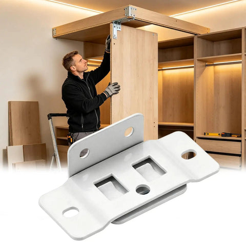 Heavy Duty Cabinet Corner Brackets with Screws for 90 Degree Braces on DIY cabinets, showing installation on wooden frame