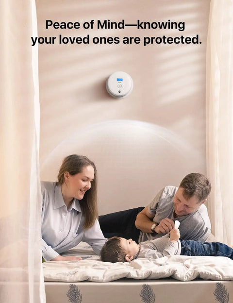Family under 2-in-1 Smoke And Carbon Monoxide Detector With Display, 10 Year Battery, UL 217 And UL 2034 Certified, Model SC01