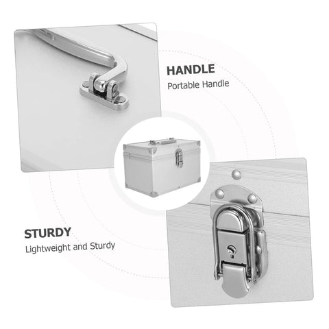 Lockable Aluminum Tool Box With Handle Beefed Up Heavy Duty Impact Resistant Double Layer Storage Case Silver Alloy