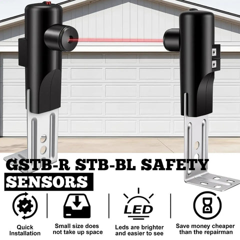 Garage Door Safety Sensor Replacement Kit For Genie And Overhead Door Openers Made After 1993 Includes Sender Receiver And Mounting Brackets For Reliable Beam Safety And No Fuss Install With Auto Reversal shown in action