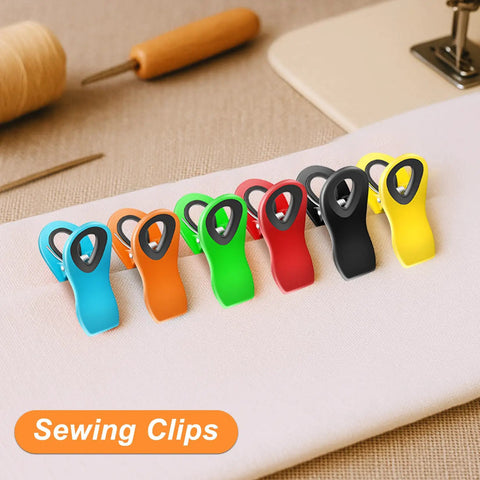 Vibrant Magnetic Chip And Bag Clips 12 Pack Reusable Kitchen Must Have Keeps Snacks Fresh Total Game Changer Super Handy Pantry Organization Essential in colorful sewing clips on fabric.