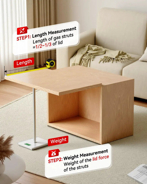 Measurement of lid length and weight for Heavy Duty 7.5 Inch Gas Struts With Mounting Hardware Two Shocks For Lids 11 To 15 Inches 10 Lb 45 N Each Pair Supports 7 To 11 Lb Projects Smooth Lift Easy Install For Safe Boxes And Hatches
