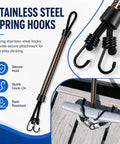 2 Pack Bungee Dock Line For Salt Marsh Heron 16 Boat Mooring Rope With Elastic Shock Absorbing Cord and Hooks