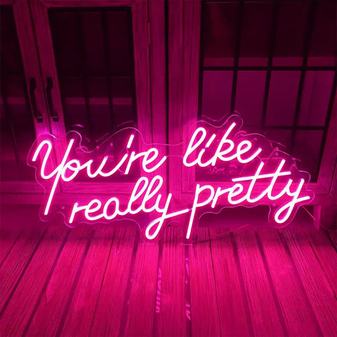 You Are Really Pretty Pink Led Neon Sign For Indoor Bedroom Decor Wall Art Backdrop 25.5x11.8 Inches Flexible Silicone Neon Light