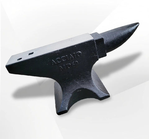 132 Lb Single Horn Cast Steel Blacksmith Anvil With Polished Work Surface, Round And Square Holes, Round Horn Tool For Metal Shaping