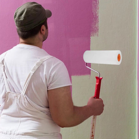 Master Your Next Painting Job With These Flexible Sponge Paint Roller Sleeves Perfect For Cabinets Walls And Tight Spaces That Slather On Smooth Finish Fast While Chasing Down Every Drip To Save You Serious Labor On Smart Home Fixes. A person using a foam roller to paint a wall.