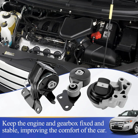 Heavy Duty Engine And Motor Transmission Mount Replacement For 2007 To 2014 Ford Edge 35l V6 showing three mounts for stability.