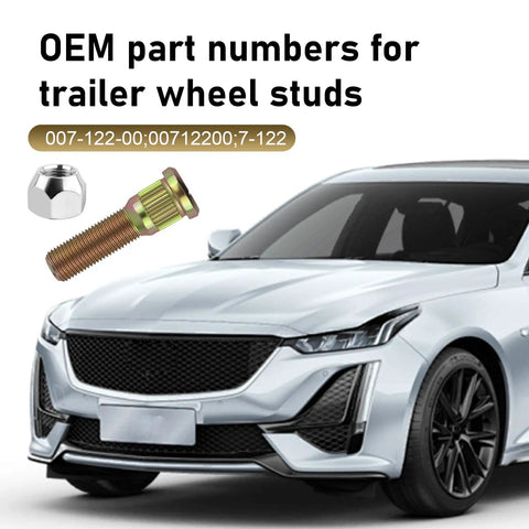 Awesome 5 Pack Trailer Wheel Studs And Lug Nuts Kit With Precise 1/2 Inch 20 Thread Design For Universal Car Fitment Plus Easy Direct Replacement Parts For Quick Repairs On Most Rides, OEM 007-122-00 stud and lug nut kit shown with car
