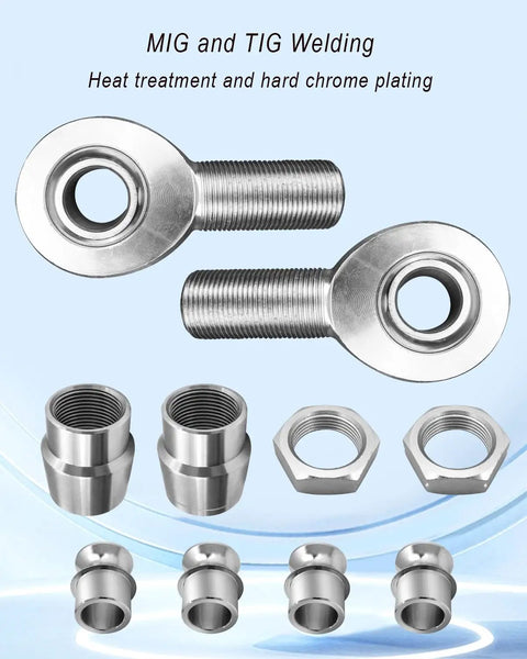 Bombproof Hardened 1.25 Inch Heim Joint Rod End Kit With Left And Right Turnbuckle Threads, including various spacers and nuts.