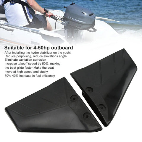 Boat Hydrofoil Stabilizer For 4 To 50HP Outboard Motors 29x26x7 Size Drag Busting Accessory Professional Plastic Build