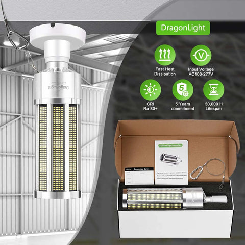 200W Fanless Corn LED High Bay Light Bulb Replacement For 1000W Metal Halide HPS HID E39 Mogul Base in packaging