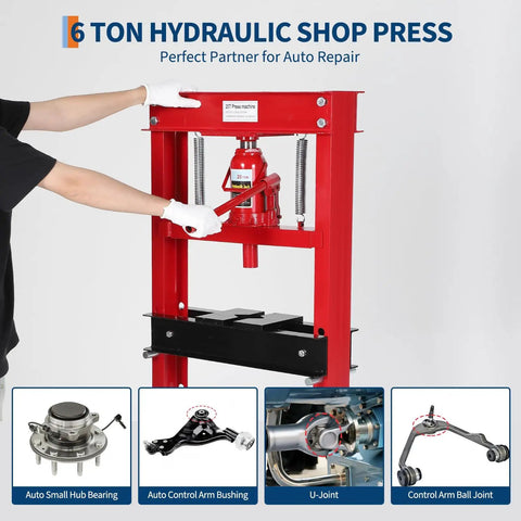 20 Ton H Frame Benchtop Hydraulic Shop Press for Metalworking Pneumatic Compatible Red Finish Built Tough for Bending and Straightening Stamping and Repairs for the DIYer in Your Home Shop red 20-ton hydraulic shop press for auto repair