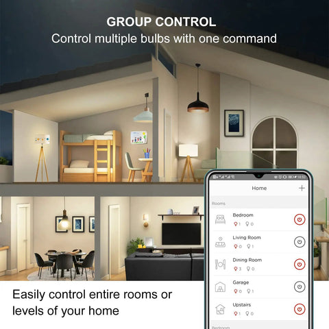 Alexa Enabled Smart LED Bulbs Bundle With Hub 2700K Soft White A19 Dimmable 800 Lumens 60W Equivalent E26 Base setup illustration